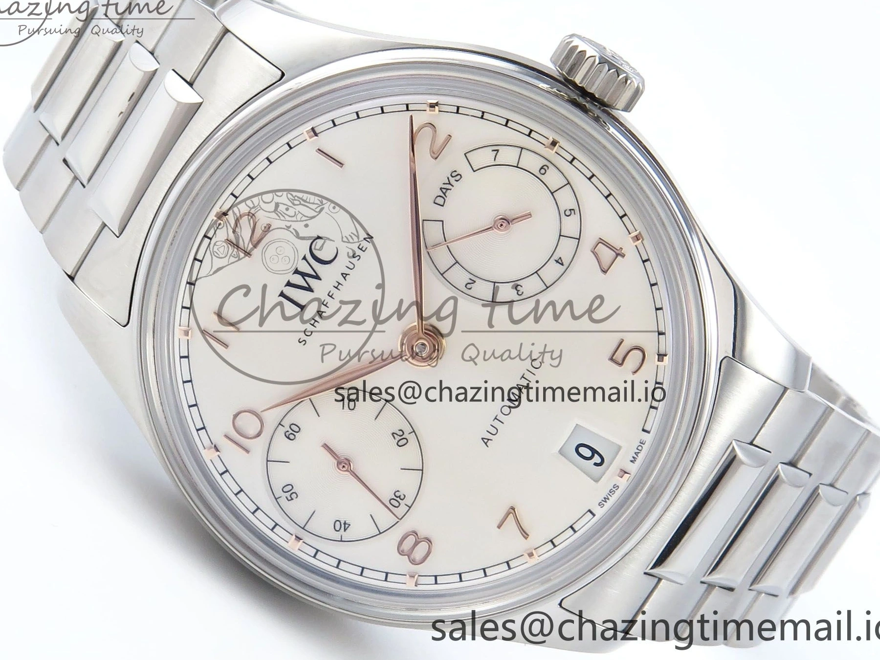 MIROTIME 0324 Portugieser Auto IWC0562A APSF 1:1 Best Edition White RG Dial on SS Bracelet A Unique 6991